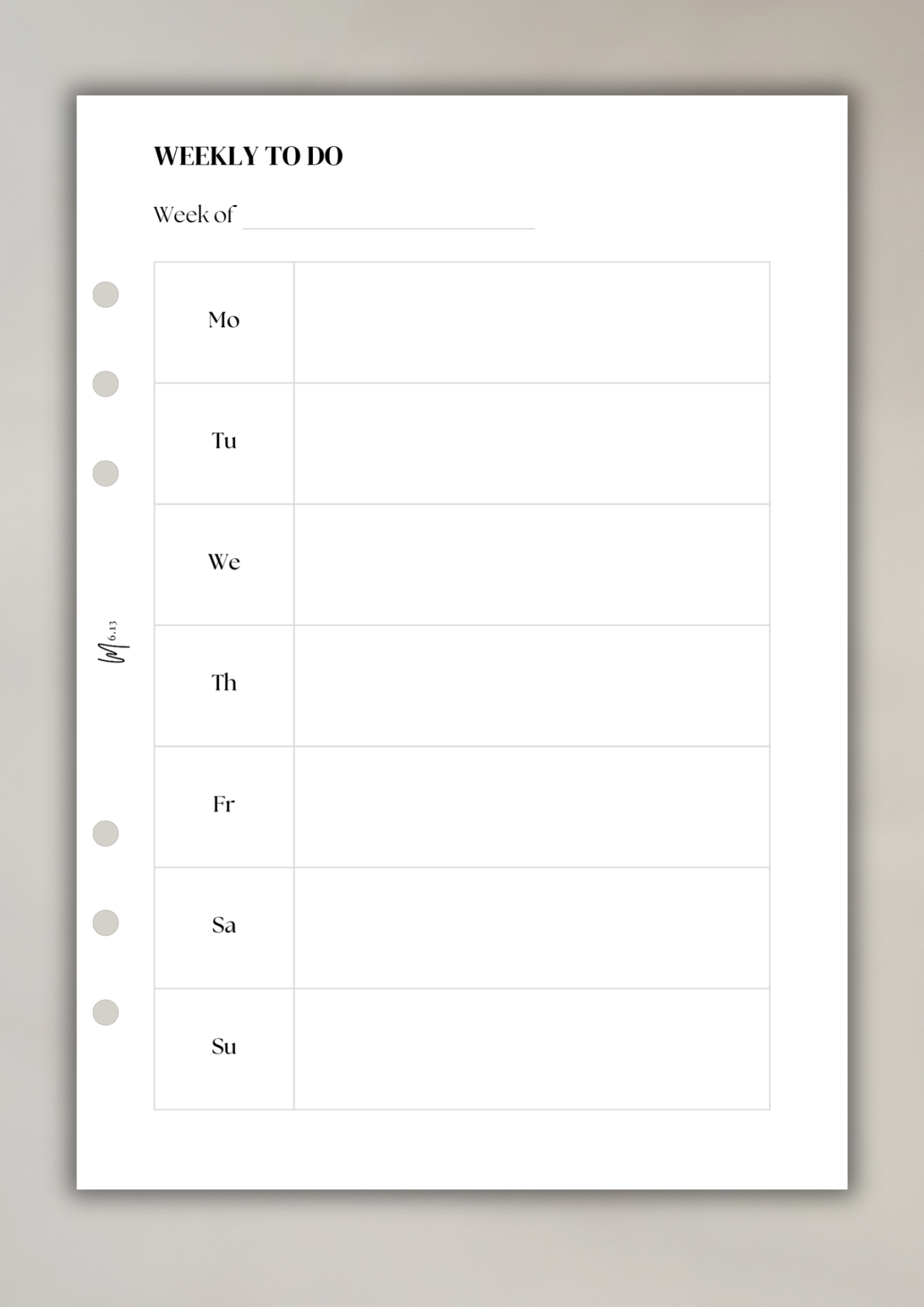 Weekly ToDo Version 1