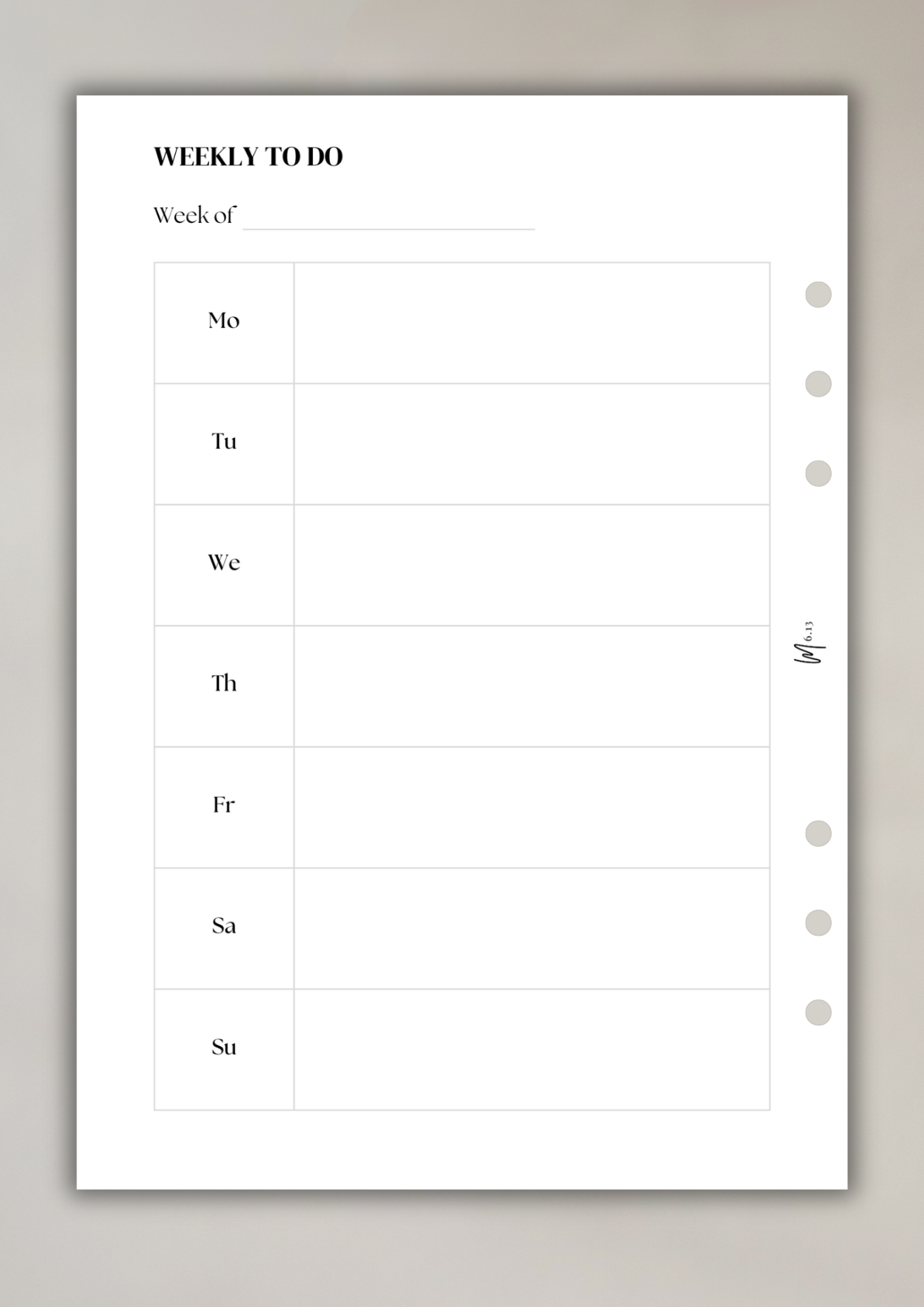 Weekly ToDo Version 1